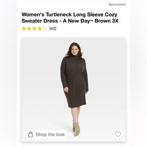 Cableknit Turtleneck Long-Sleeve Cozy Sweater Dress from A New Day™ NWT
